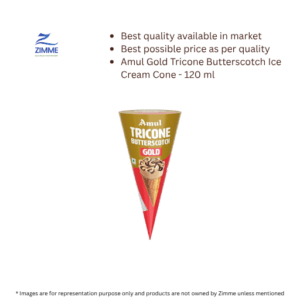 Amul Gold Tricone Butterscotch Ice Cream Cone – 120 ml