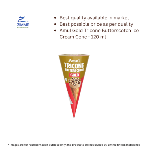 Amul Gold Tricone Butterscotch Ice Cream Cone - 120 ml