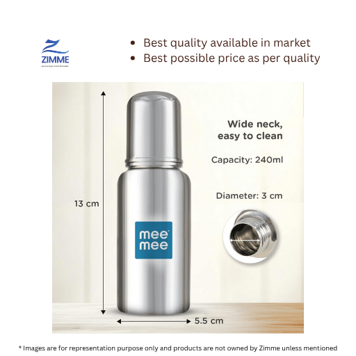 Mee Mee Stainless Steel Feeding Bottle (13 cm x 5.5 cm)