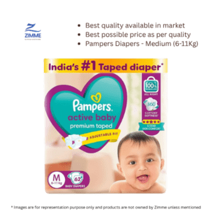 Pampers Active Baby Diapers – Medium (6-11Kg) – 62 Pieces