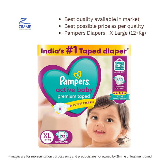 Pampers Active Baby Diapers - X-Large (12+Kg) - 72 Pieces