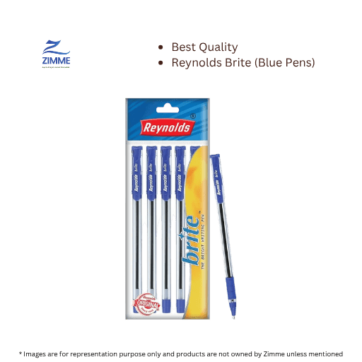 Reynolds Brite Ball Pen (5 Blue Pens Set)