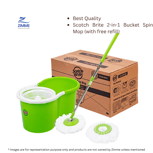 Scotch Brite 2-in-1 Bucket Spin Mop (with free refill)