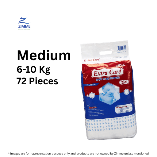Extra Care Diapers - Medum (6-10Kg) - 72 Pieces