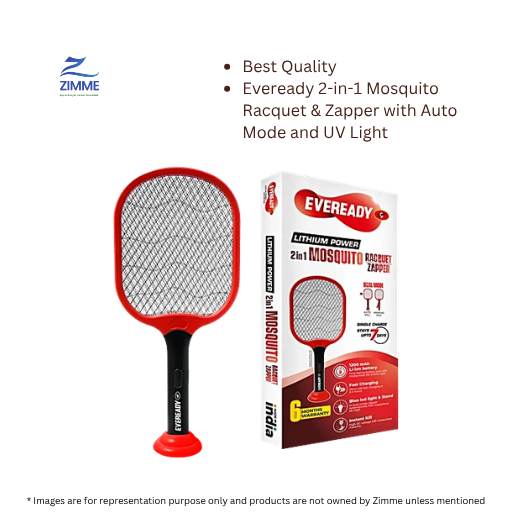 Eveready 2-in-1 Mosquito Racquet & Zapper with Auto Mode and UV Light