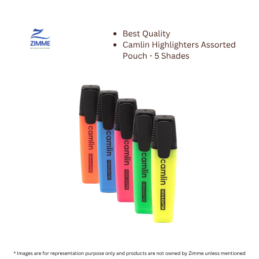 Camlin Highlighters Assorted Pouch - 5 Shades