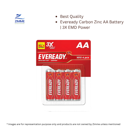 Eveready Carbon Zinc AA Battery | 3X EMD Power - Pack of 4