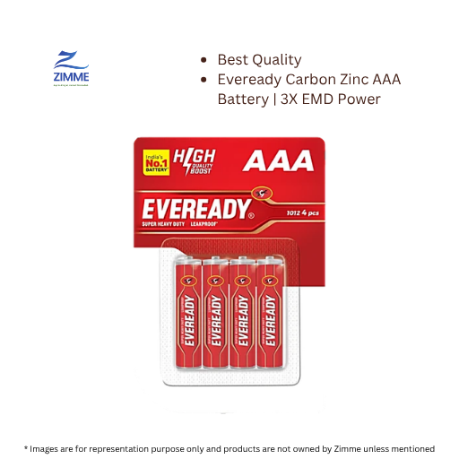 Eveready Carbon Zinc AAA Battery | 3X EMD Power - Pack of 4