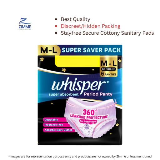 Whisper Super Absorbent Period Panty (Pants) - M-L - 6 Pc