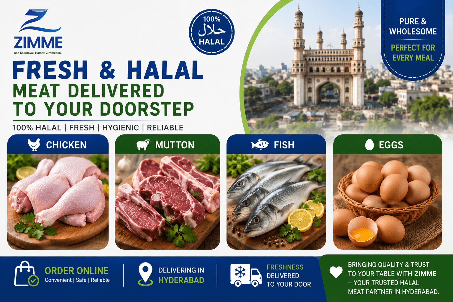 Read more about the article Halal Meat Home Delivery in Hyderabad – Fresh, Hygienic & Trusted Meat at Your Doorstep